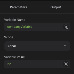 parameters of a set variable node flow