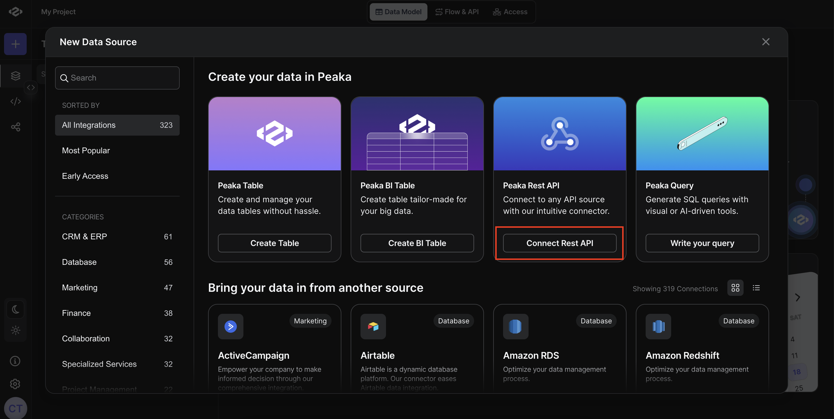 create new Peaka REST API catalog