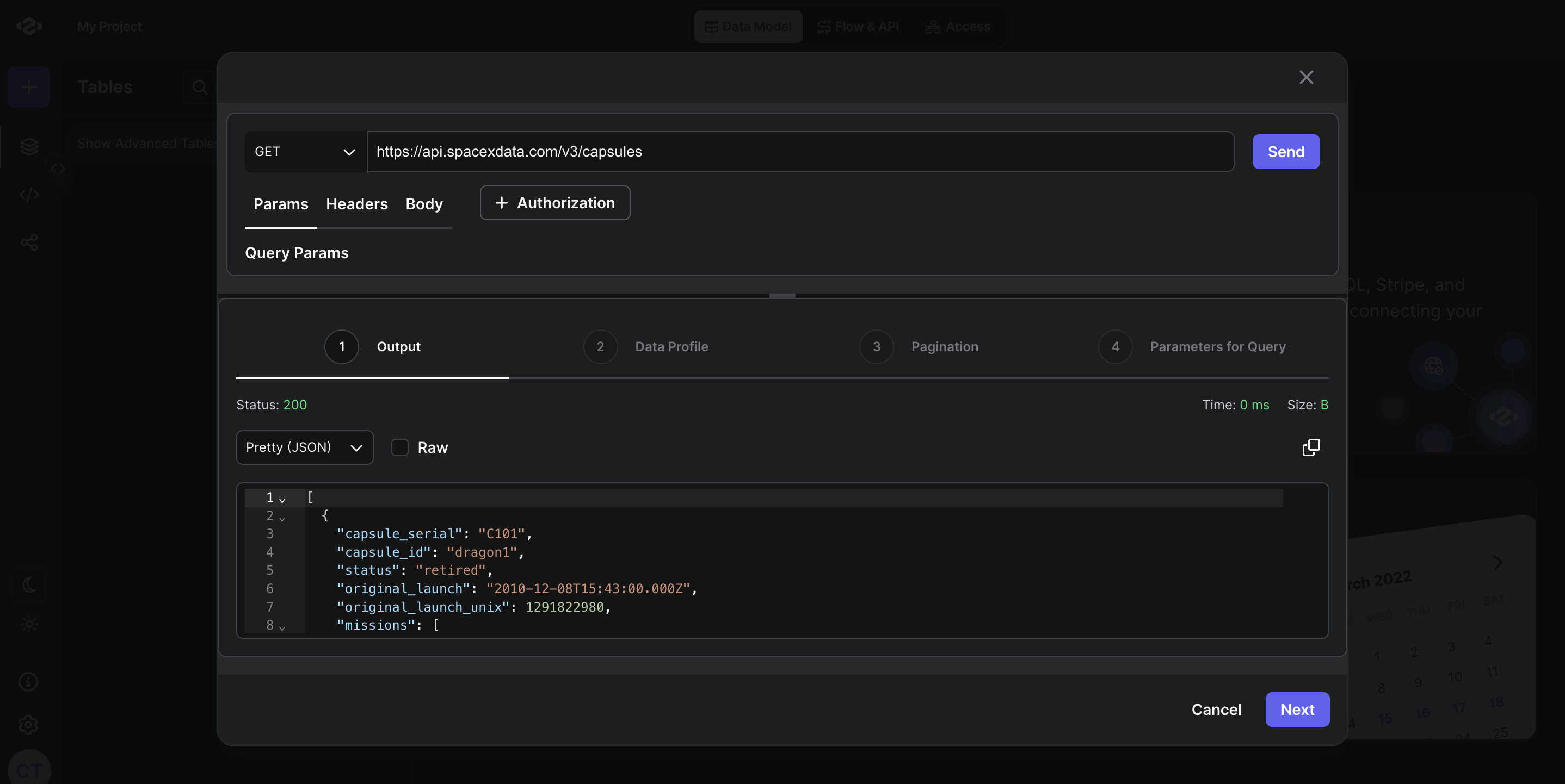 view API response