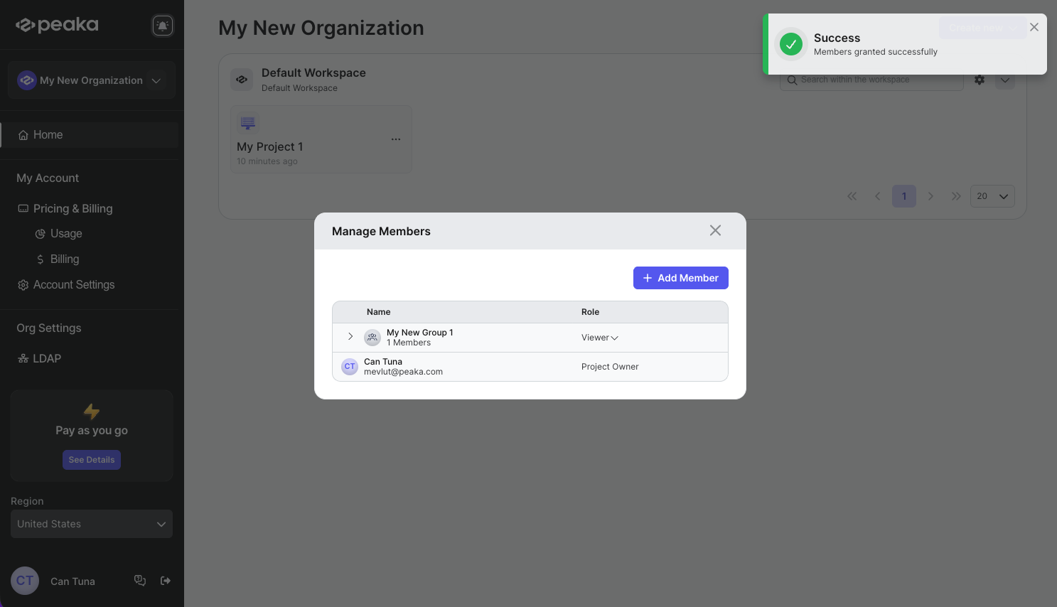 added member to the project